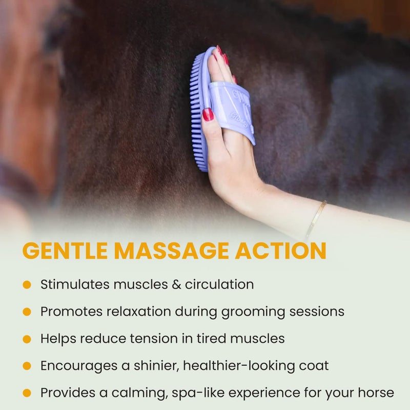 Epona Lavender Flexible Glossy Curry Comb for Horses â€“ Soft, Ergonomic Grooming Brush with Flexible Tines for Deep Cleaning, Massage & Shedding Care - Image 5